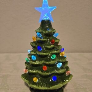 Vintage Ceramic Christmas Tree Multicolored Lights Battery Powered.